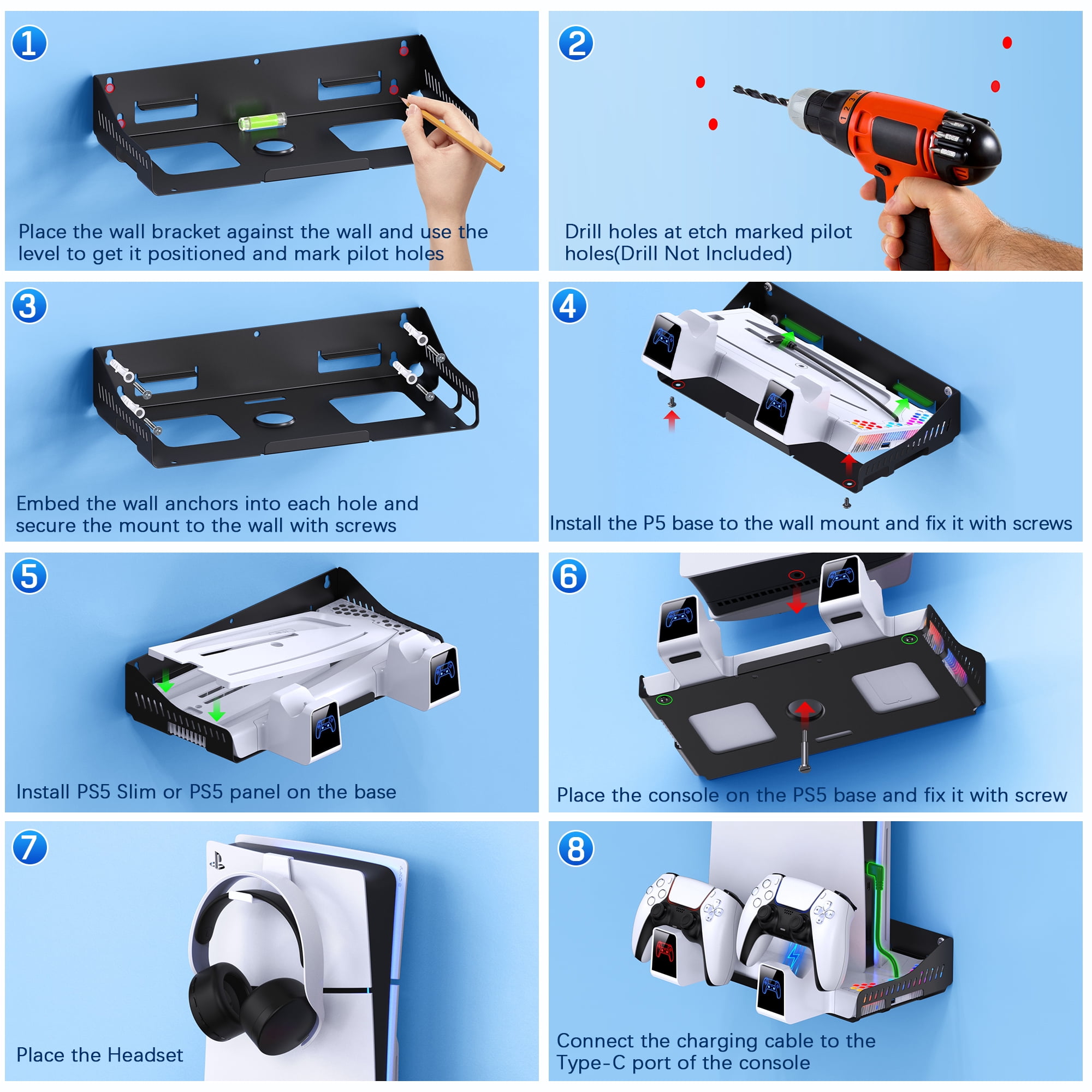 PS5 Silm Stand with Cooling Fan for 2020 Playstation 5 Disc/Digital Console/PS5 Silm,PS5 Accessories with Dual Charger Station