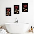 thumbnail image 2 of ZHONGYUTONG Rose Gold Wall Art Set of 3 Black and Gold Flower Painting Prints Red Rose Canvas Pictures Floral Bathroom Bedroom Home Decor Framed (11.00" x 14.00" x 3PCS), 2 of 4