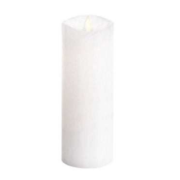 Luminara Flameless Candle: 360 Degree Top, Unscented Moving Flame Candle with Timer (8" White)