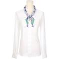 thumbnail image 2 of INSPIRE CHIC Women's Floral Printed Square Scarves, 23.6X23.6" Flowers Tassel Gauze Headscarf Neckerchief Purple Green Heart Flower, 2 of 6