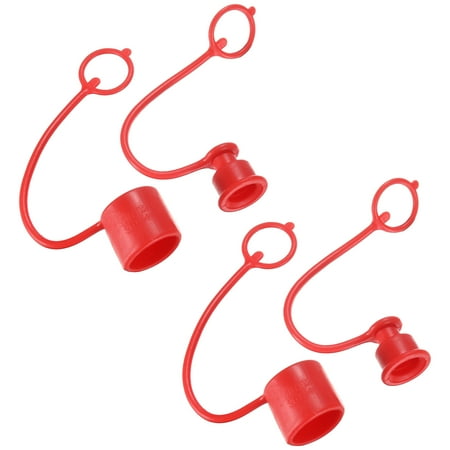 2 Set Hydraulic Coupler Dust Cap 1/4 ISO Flat Face with Retention Ring Red