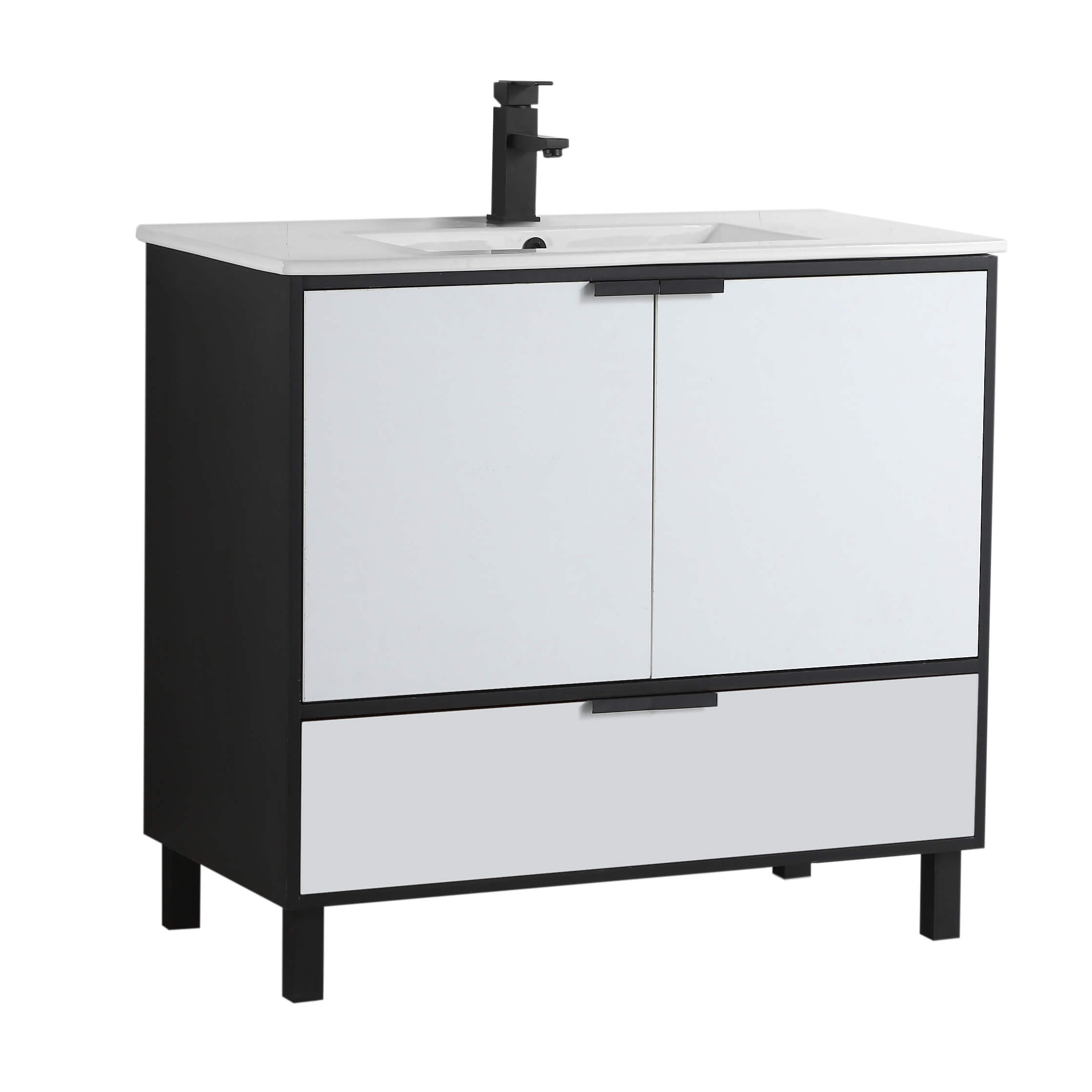 Fine Fixture Hamilton Bathroom Vanity and Sink, 36 Inch Matte White