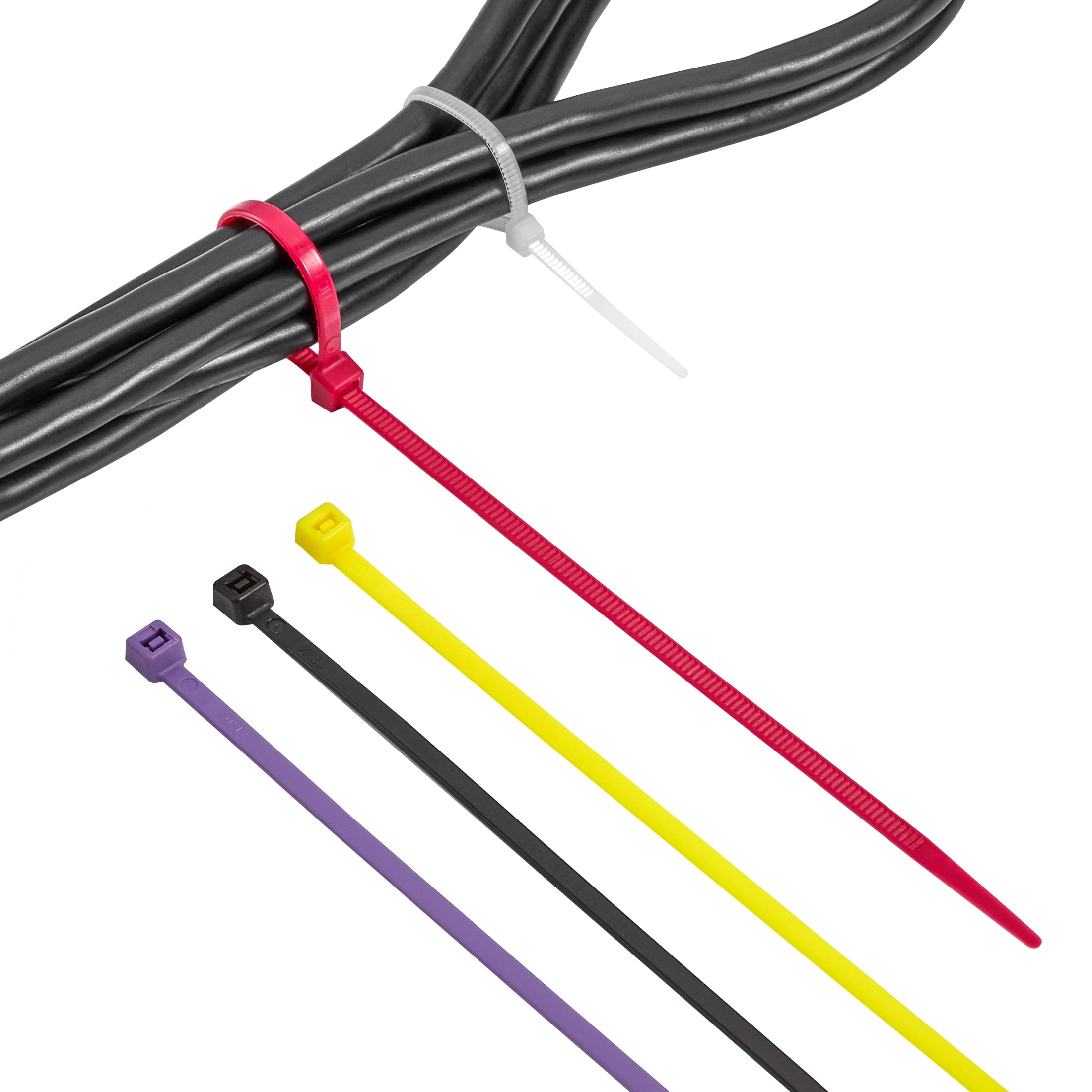 Maxxima Nylon Cable Ties Assortment Pack, Heavy Duty Multipurpose Self-Locking Cable Zip Ties in Bulk, 350 Units