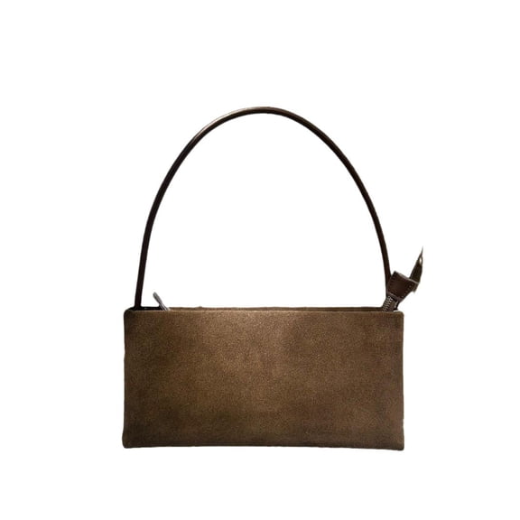 Cowhide Leather Women Baguette Bag, Shoulder Underarm Bag, Rectangular Shape, Suede Texture