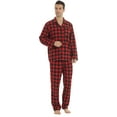 thumbnail image 3 of LNFINTDO Matching Couple Pajama Set, Mens and Womens Flannel Pajama Sets, Button Down Shirts & Flannel Pjs Pants, Red Plaid, Large, 3 of 8