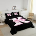 thumbnail image 3 of Erosebridal Monogrammed K Bedding Sets Full with Comforter, Initial Letter Duvet Insert, Pink Bow Reversible Down Comforter, Super Cozy Bedroom Decor, 3-Piece, 3 of 8