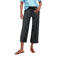 thumbnail image 1 of Women's Linen High Waisted Drawstring Culotte Pants Summer Elastic Waist Wide Leg Cropped Capri Pants With Pockets, 1 of 5