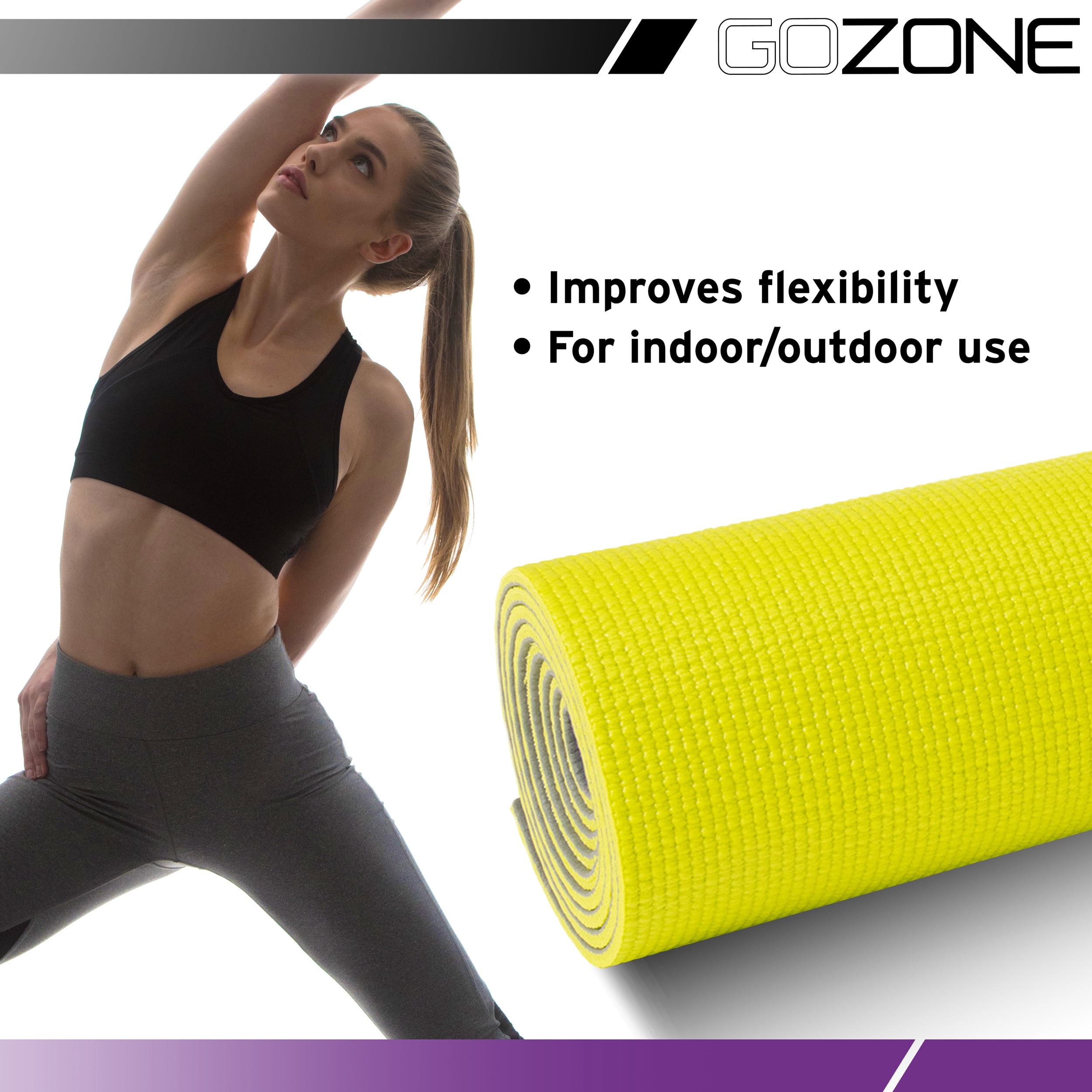 Gozone Multi-Purpose 5 mm Thick Premium PVC Non-Slip Yoga Mat, Reversible Gray and Yellow