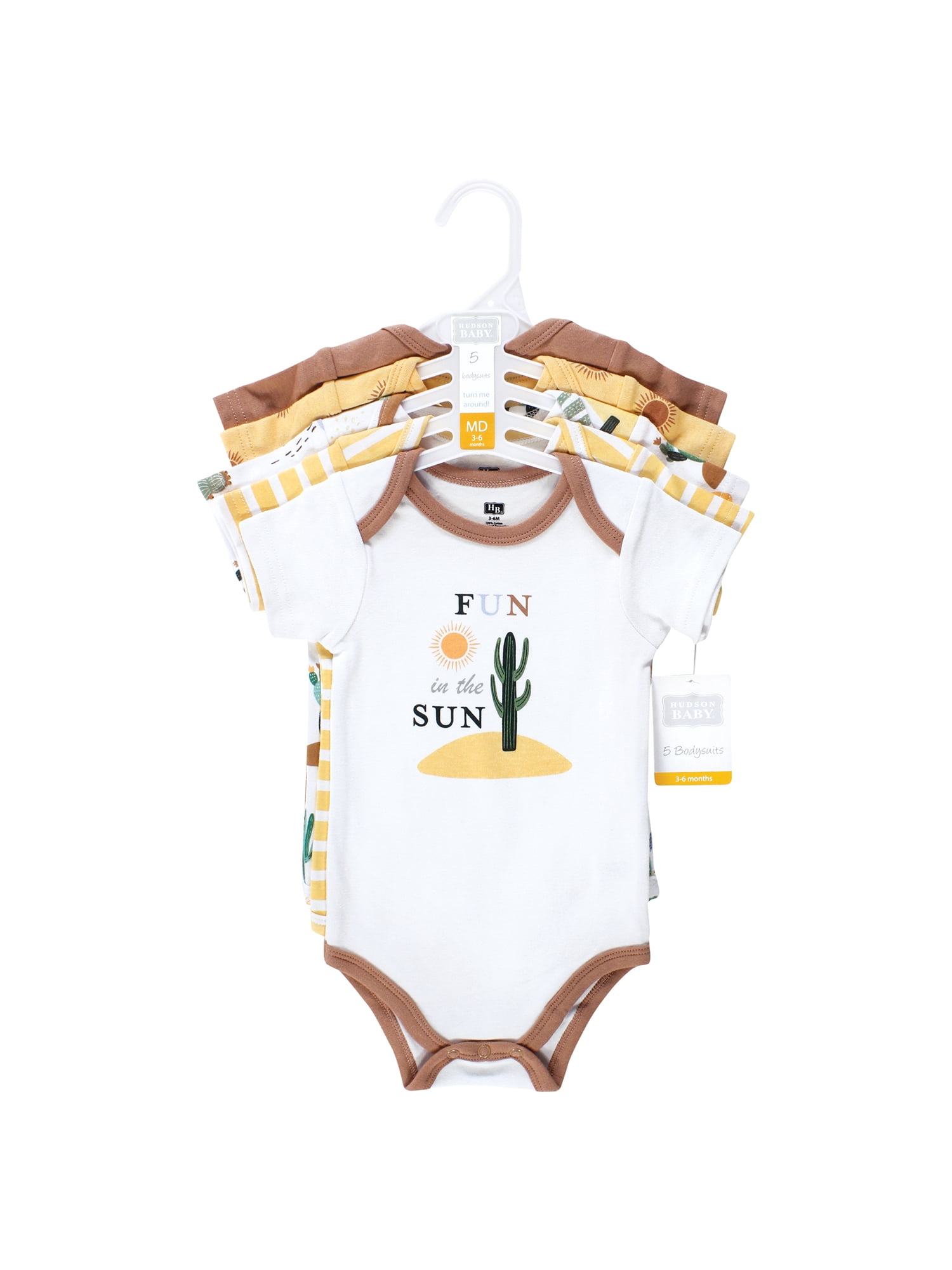 Hudson Baby Short Sleeve Bodysuits, 5-Pack, Newborn- 24 Months