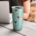 thumbnail image 2 of Vaso de acero inoxidable con aislamiento para café de viaje con tapa y pajita, ideal como regalo para un perro carlino, 20 oz, 2 of 5