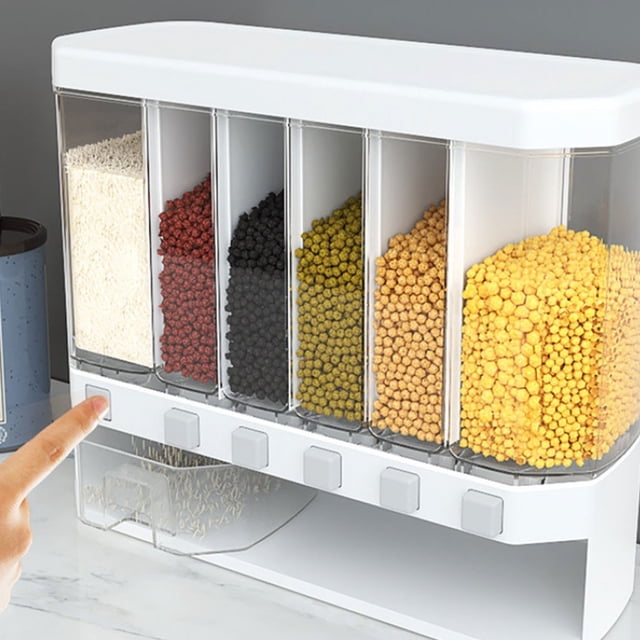 5 Compartments Grain Food Container Kitchen Storage Case Boxes Food Desktop Dispenser Countertop Organizer for Household Restaurant
