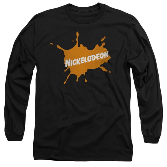 Nickelodeon Brand Nick Retro Burst Logo Unisex Adult Long-Sleeve T Shirt (Large) Black