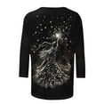 thumbnail image 3 of Riecok Womens 3/4 Sleeve Tops Crewneck Witch Printed Loose Shirts Holiday Party Clothes Multicolor M, 3 of 4