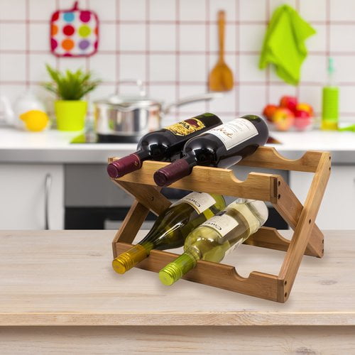 Sorbus Bamboo Foldable Countertop Wine Rack 6bottles, with Two