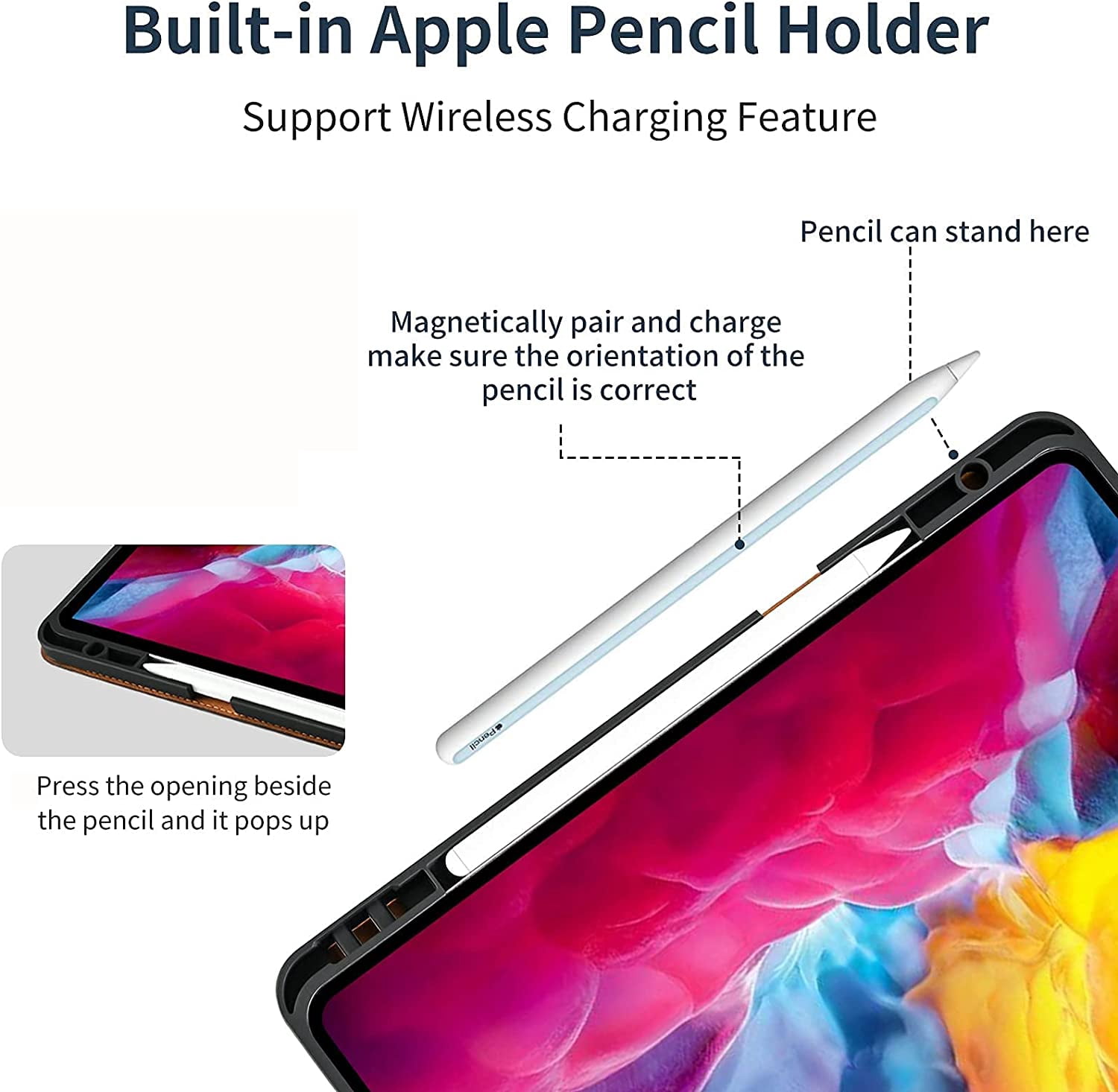 Gexmil For Ipad Pro 12.9-inch Case 6th/5th/4th/3rd Gen 2022/2021/2020/2018,Built-in Pencil Holder.Blue