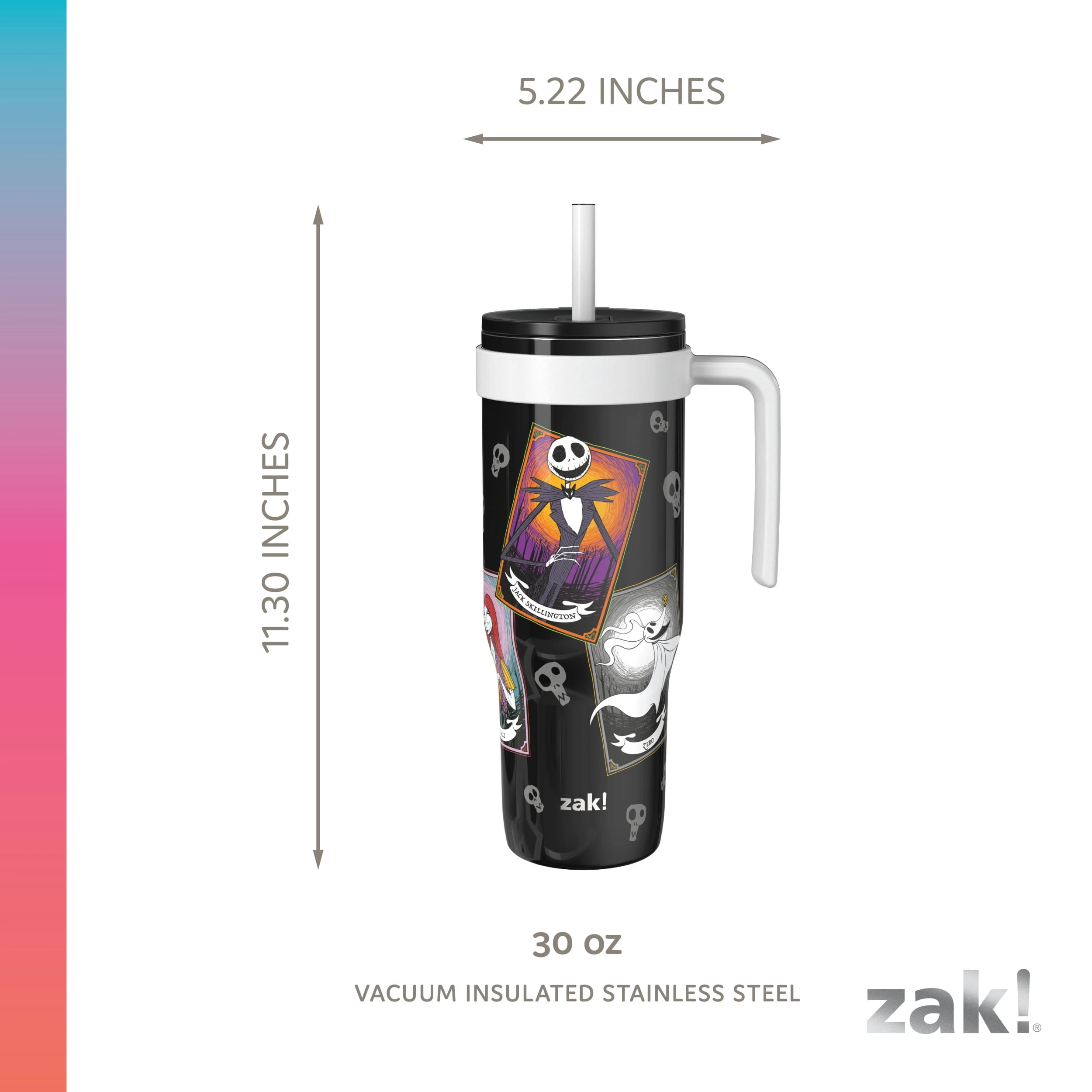 Zak Designs 30oz SS Straw Tumbler with a Handle, Black NBC