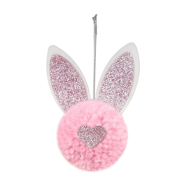 Decoraciones de Pascua, adornos de Pascua, regalos de Pascua, adornos de Pascua, lindos pompones con orejas de conejo y cola, decoraciones colgantes de Pascua, adornos de conejo peludo para árbol, cor