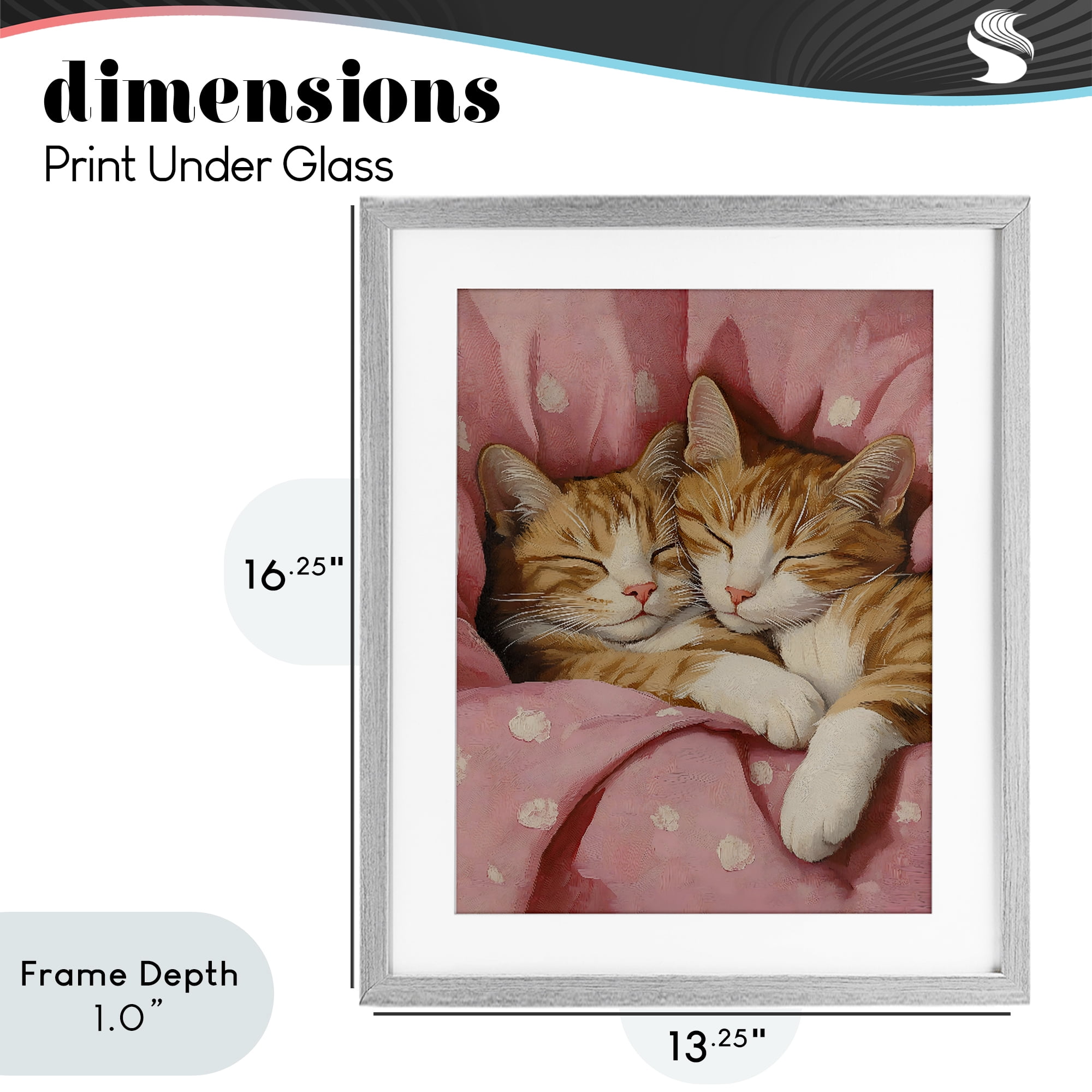 Stupell Industries Sleeping Orange Cats Embrace Gray Framed Print Under Glass, design by The Prints Vibe