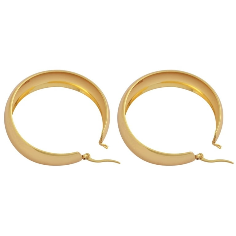 Edforce Womens 18k Gold Plated Rounded Thick Hoop Earrings 40mm