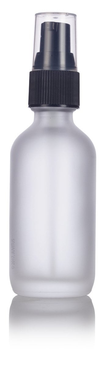 Download Frosted Clear Glass Boston Round Black Treatment Pump ...