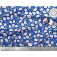 thumbnail image 2 of Soimoi Blue Silk Fabric Leaves & Rose Floral Printed Craft Fabric by the Yard 42 Inch Wide, 2 of 3
