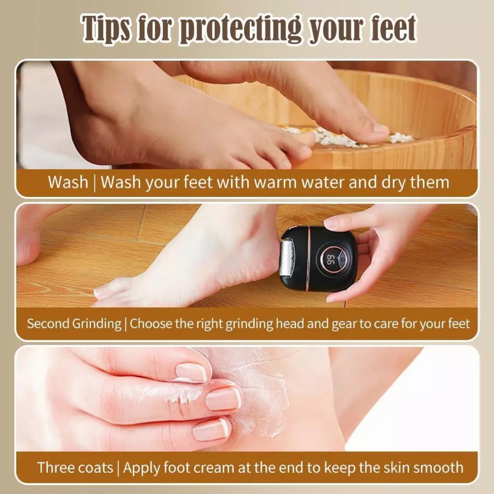 Foot exfoliating pedicure tools with digital display screen, foot exfoliator, suitable for removing dry cracks and dead skin, hard skin, and dry chapped skin on the heel of the foot.