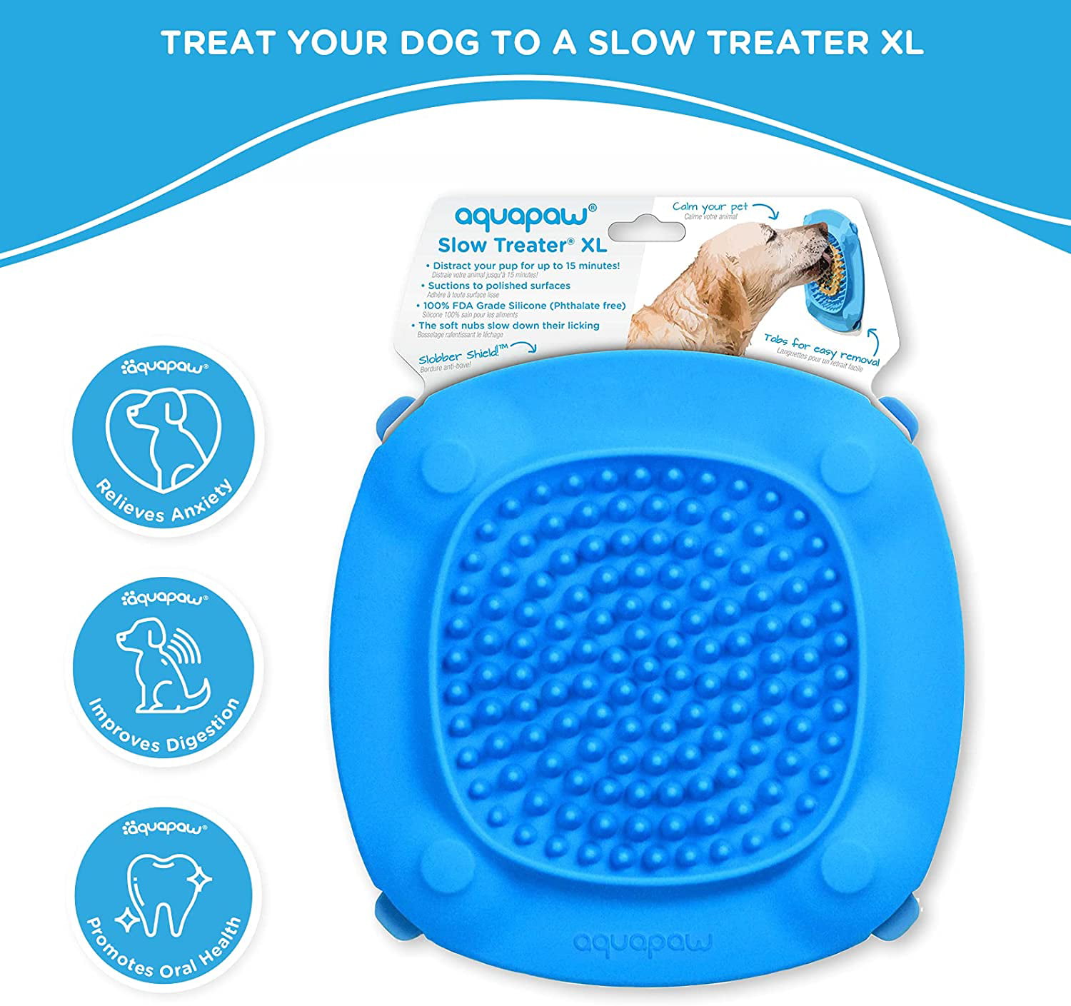 Dog Slow Dispensing Treater Mat Dog Lick Pad Peanut Butter Lick Mat For Pet  Bathing, Grooming, And Dog Training [blue]
