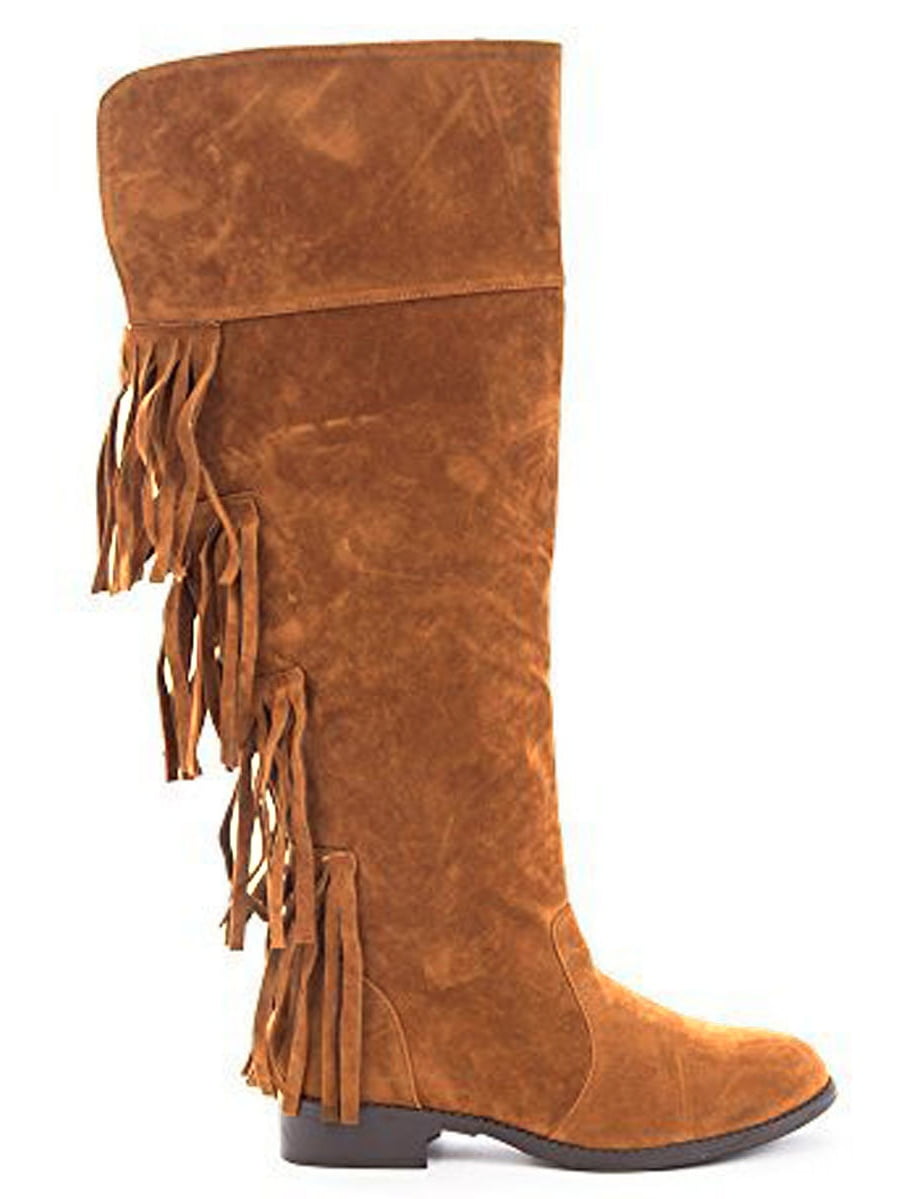 Soho Shoes Women's Suede Over the Knee Fringe Western Cowboy Boots