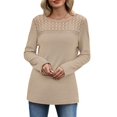 thumbnail image 3 of Long Sleeve Women's Tops Spring Summer Outfits Dressy Casual Blouses Lace Trendy Waffle Knit Shirts Color XXL, 3 of 8