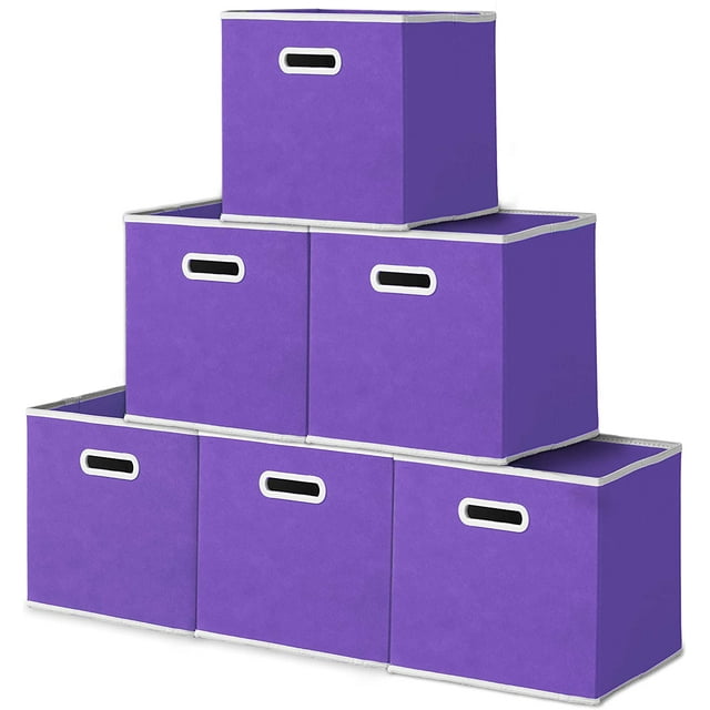 Rack Furniture 11" Fabric Storage Bin (Pack of 6) (Purple)…