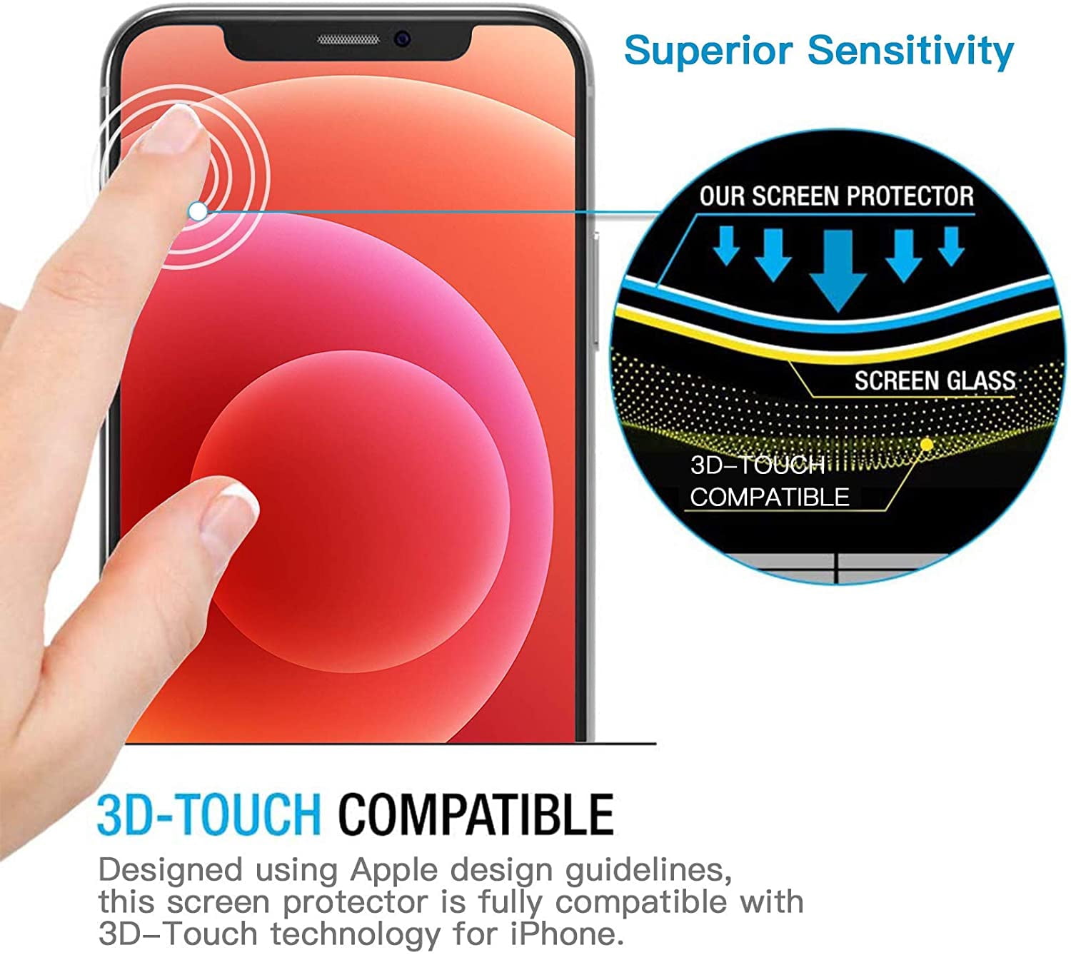 HONGGE 9H iPhone 12 Pro Max Screen Protector - Tempered Glass Screen Protector, Anti-Scratch - 6.7 Inch, 3 Pack