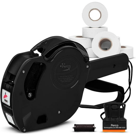 Perco X 1 Line Price Gun Kit - 1 Line Label Gun with 9000 White Blank Labels, and an Extra Inker