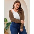 thumbnail image 2 of SHOWMALL Women's Plus Size Cropped Cardigan Long Sleeve Button Down Sweater Casual Knit Tops Shrugs, 2 of 8