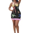 thumbnail image 1 of TRKIYQC Mini Vestido Ajustado para Mujer, Tirantes Espagueti Estrella de mar Impreso Diamantes de Imitación Volantes Dobladillo Una Pieza TRKIYQC  moda, 1 of 5