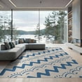 thumbnail image 2 of ODIKA 6'x9' Blue Zigzag Dotted Arc Washable Area Rug Modern Geometric Pattern with Stepped Angles Easy Care, Non-Shedding, for Queen Size Bedroom Under Bed Master Suite, 2 of 7
