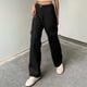 thumbnail image 3 of Pantalones Pantalones casuales holgados para mujer, pantalones holgados de algodón de cintura alta, traje diario con botones Ygjytge Negro T L para Mujer, 3 of 7