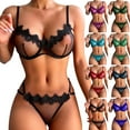 thumbnail image 3 of Chiccall Sexy Lingerie for Women,Plus Size Exotic Floral Lace Lingerie Set,Two Piece Sexy Bra and Panty Sets Christmas Valentine Holiday Gifts, 3 of 3
