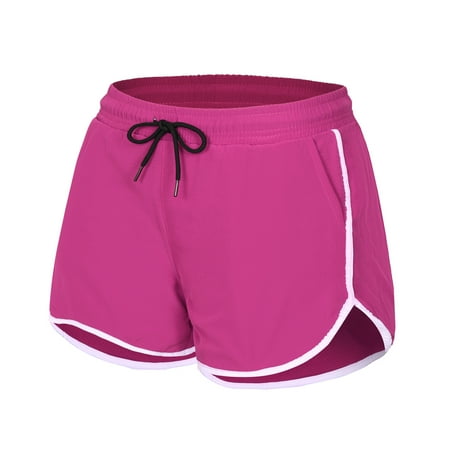 Ashirexll Women s Shorts Clearance! Running Shorts for Women  Summer Solid Color Elastic Waist Running Wide Leg Quick Drying Pants Loose Yoga Pants for External Wear Hot Pink L