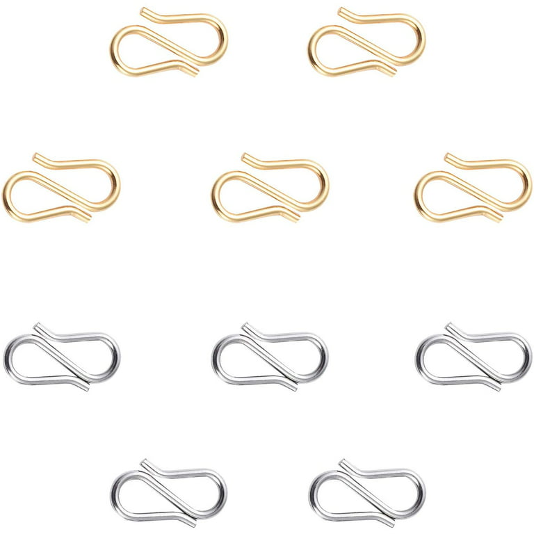 1Box 60pcs 2 Colors S-Hook Necklace Clasp 304 Stainless Steel