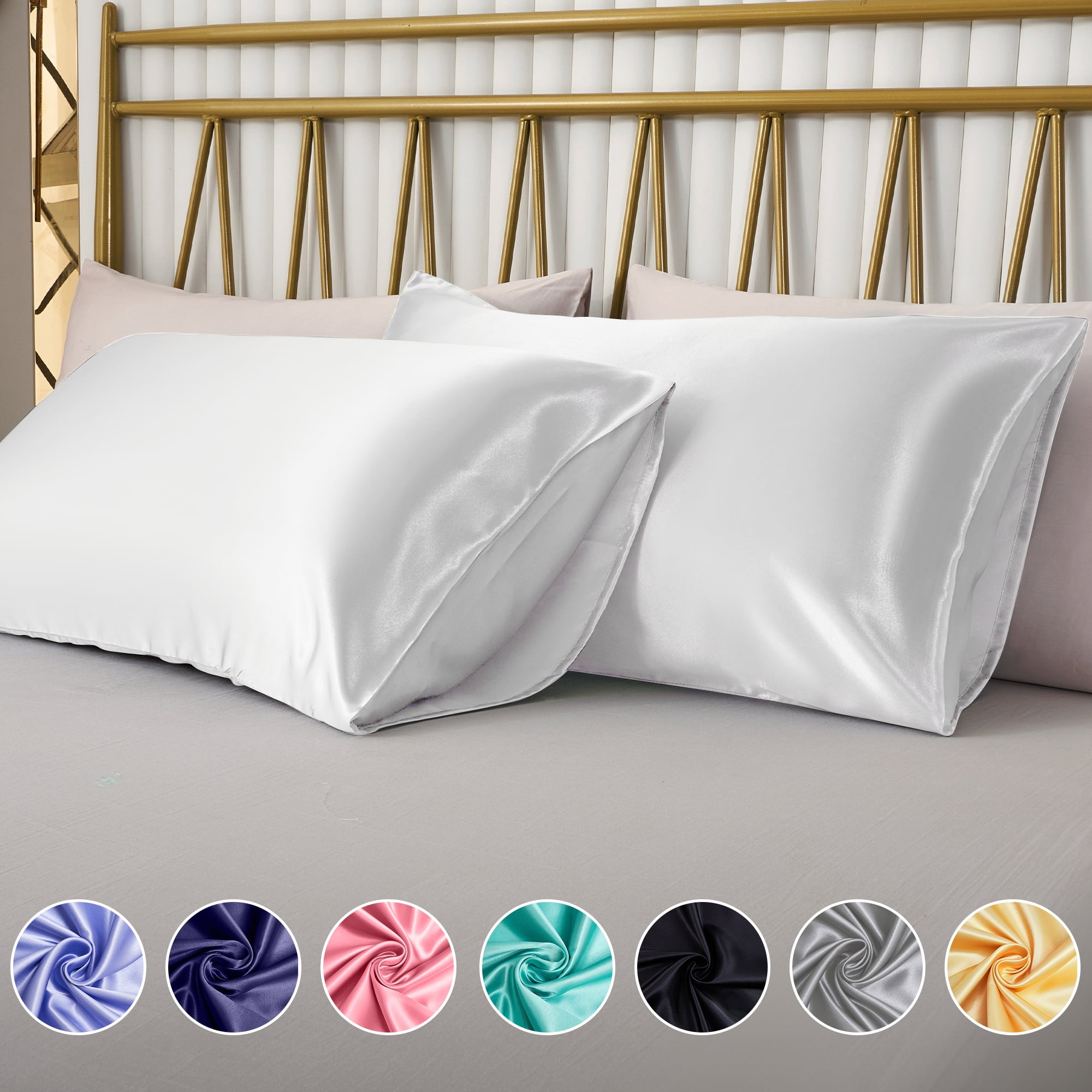 ANMINY Satin Pillowcase Set of 2 King Silk Bedding Pillowcases 40" x 20