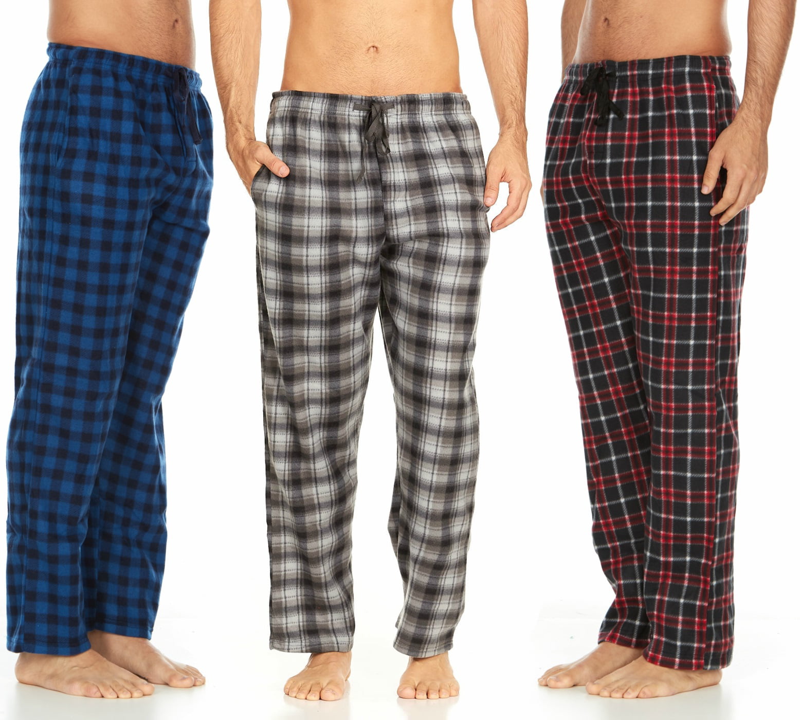 Mens Pajama Pants Fleece Soft Plaid Casual Lounge Sleep Bottoms with Pockets