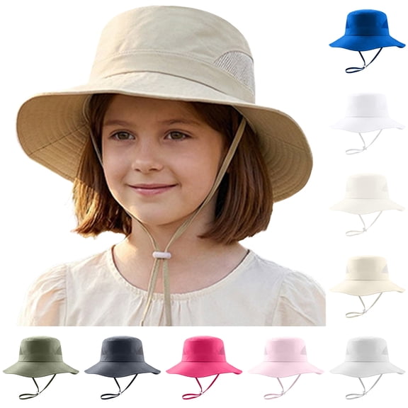 Ulanda Boy Girl Sun Hat Child Summer Foldable Beach Hats with UPF50 Sun Protection Wide Brim Toddler Bucket Hat Cap (Navy, 6-10 Years)
