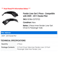 thumbnail image 2 of Fender Liner Set 2 Piece - Compatible with 2009 - 2011 Honda Pilot 2010, 2 of 2