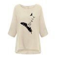 thumbnail image 4 of Tops Para Mujer Salir Tops Casual Moda Impreso Cuello Redondo Suelto Camiseta de Manga 3/4 Jersey Odeerbi ODB148759, 4 of 5
