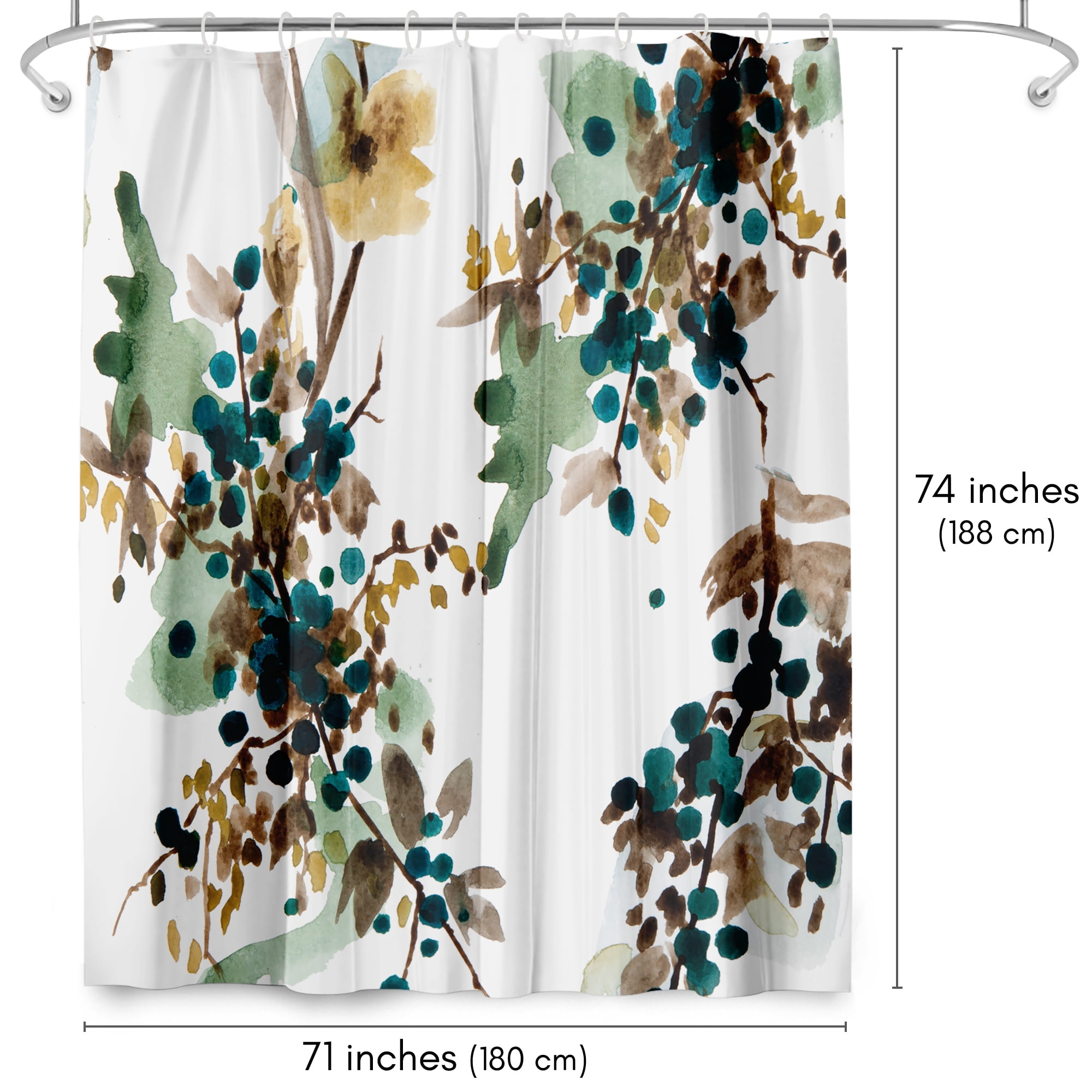 Americanflat 71" x 74" Shower Curtain, Watercolor Blueberry by New York Botanical Garden