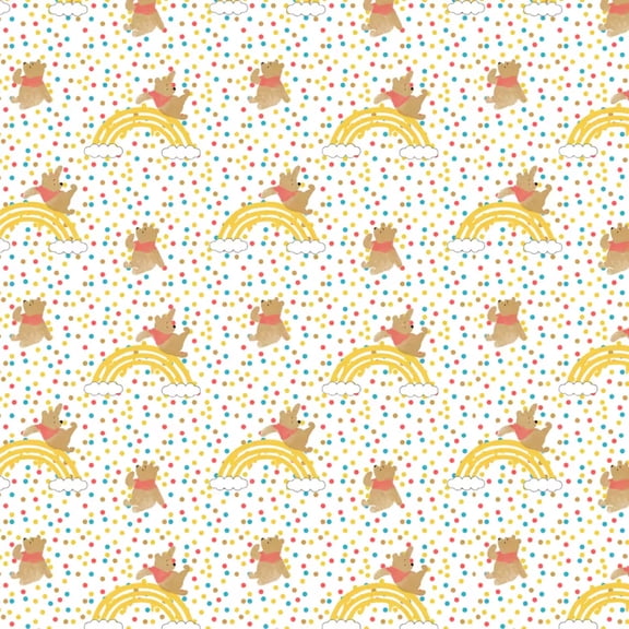 Winnie the Pooh Rainbow Jump Cotton Fabric