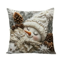 Winter Theme Christmas Pillow, 3D Visual Effect Printed Pillowcase, Light Color Holiday Home Decoration, 17.7"x17.7"