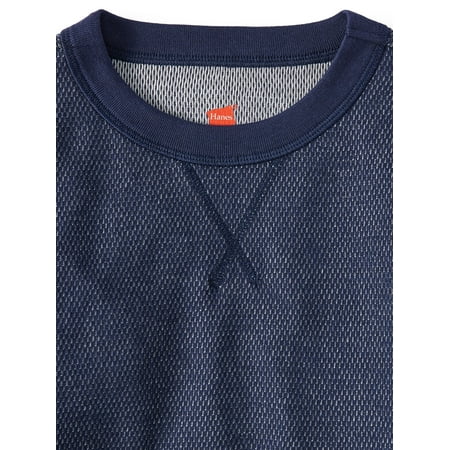 hanes men's thermal raschel reversible crew top