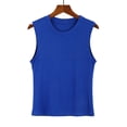 thumbnail image 4 of Tiqkatyck Tank Tops for Women Trendy Womens Turtleneck Sleeveless Shirt Solid Women's Blouse Slim Fit Short Sleeve Crew Neck Tight T Shirts Summer Tops for Women Blue XL, 4 of 9