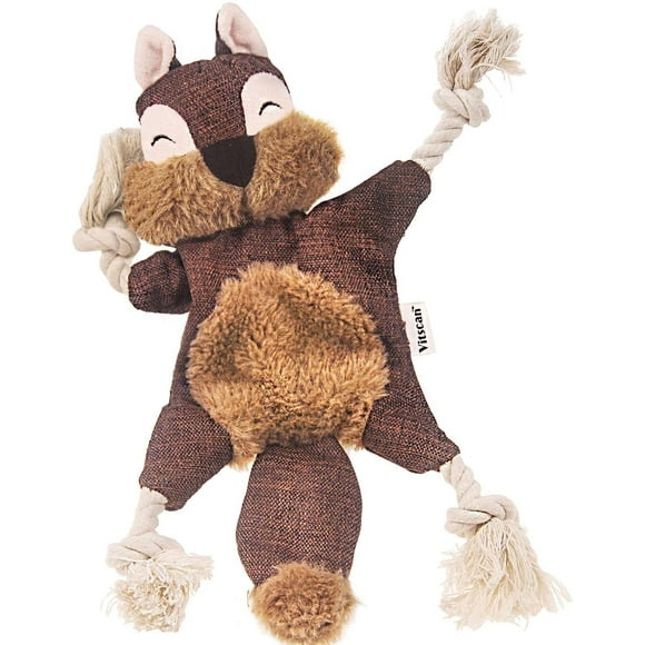 Indestructible Dog Toys Tough Dog Squeaky Toys No Stuffing Crinkle Dog Toy, Rope Knots Puppy Chew Toys Sturdy Squirrel Dog Toy